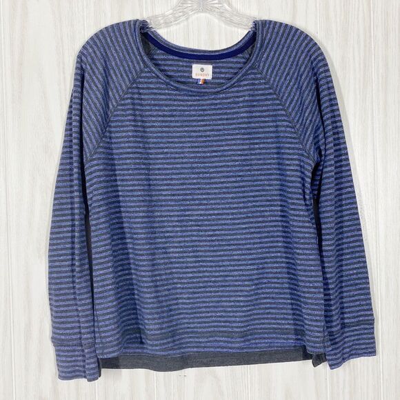 Sundry Sweaters - Sundry | Blue / Grey Striped Scoop Neck Sweater